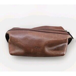 PRL Polo Ralph Lauren Full Leather Premium Toiletry Travel Bag Case Mens